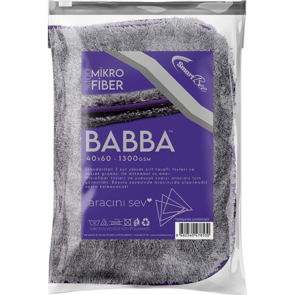 Smartbee Babba Çift Kat Mikrofiber Oto Kurulama Havlusu 40×60 1300GSM – Koyu Gri Oto Bakım Bezleri Fiyatı
