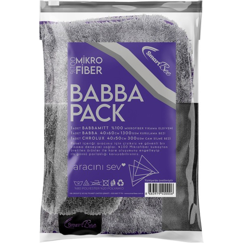 Smartbee Babbapack Mikrofiber Oto Yıkama Paketi - Koyu Gri Oto Bakım Bezleri Fiyatı