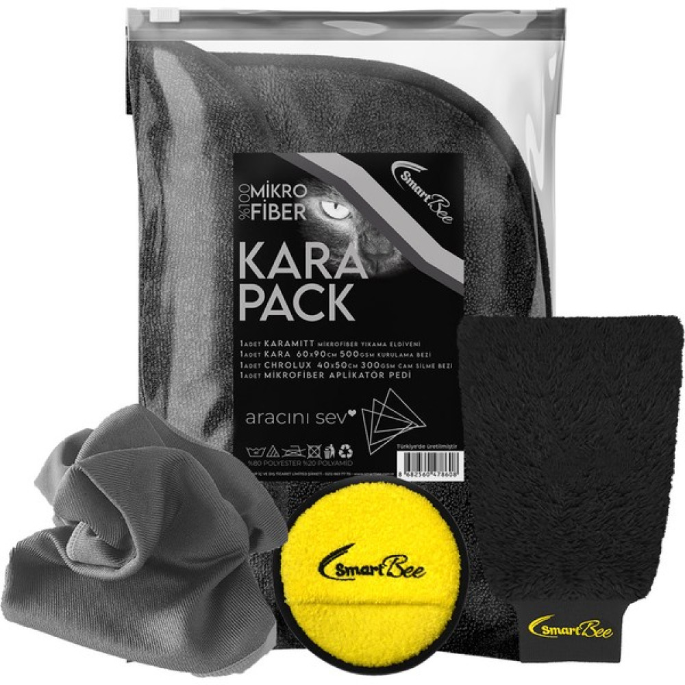 Smartbee Karapack Mikrofiber Oto Yıkama Paketi Siyah Oto Bakım Bezleri Fiyatı
