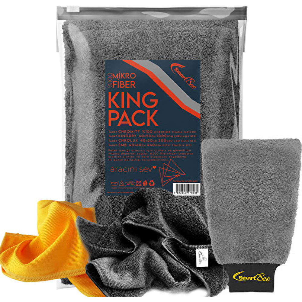 Smartbee Kingpack Mikrofiber Oto Yıkama Paketi Antrasit Oto Bakım Bezleri Fiyatı