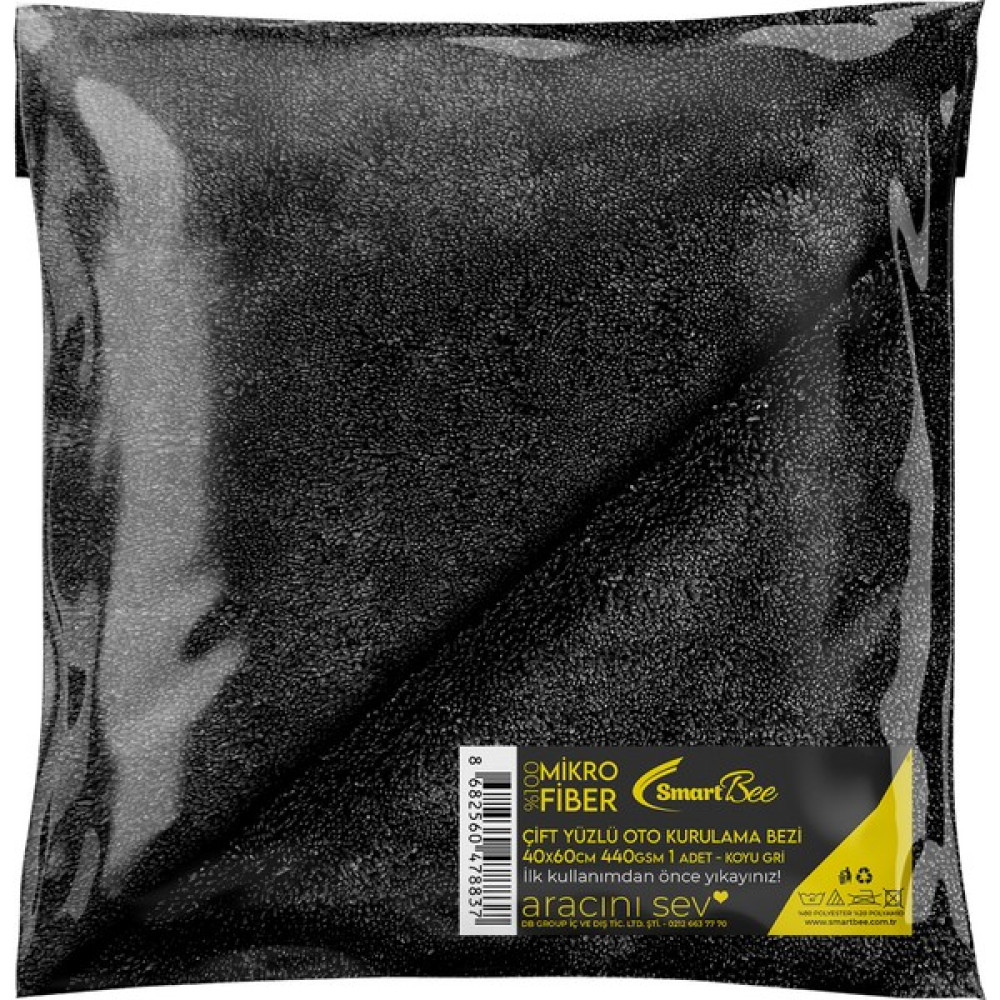 Smartbee Mikrofiber Çift Yüzlü Araç Kurulama Bezi 40 x 60 440 gr/m2 Antrasit Oto Bakım Bezleri Fiyatı