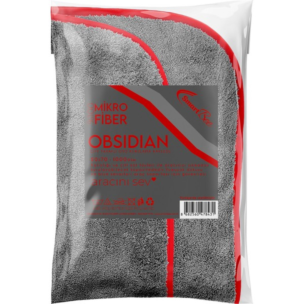 Smartbee Obsidian Mikrofiber Oto Kurulama Havlusu 50×70 1000GSM – Gri Oto Bakım Bezleri Fiyatı