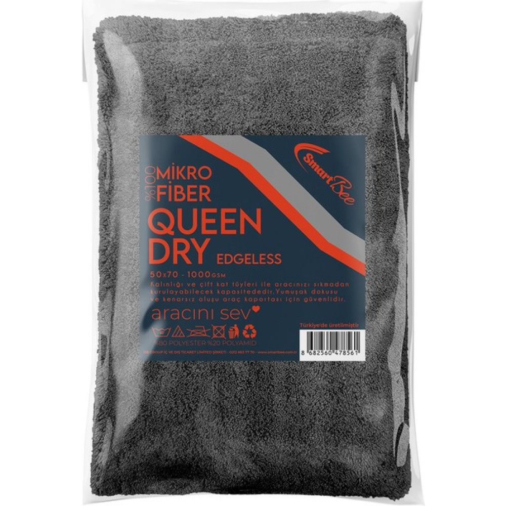 Smartbee Queendry Edgeless Mikrofiber Oto Kurulama Havlusu 50x70 1000 Gsm – Antrasit Oto Bakım Bezleri Fiyatı