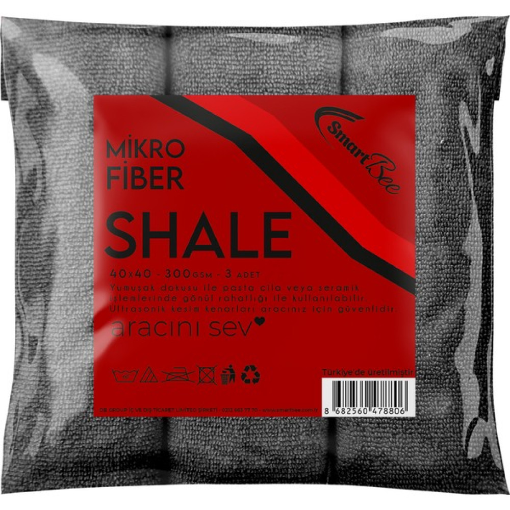 Smartbee Shale 3'lü Mikrofiber Lazer Kesim Parlatma Bezi 40X40 300GSM - Antrasit Oto Bakım Bezleri Fiyatı