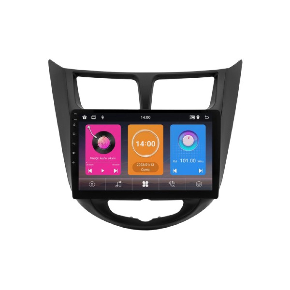 SmartGO Hyundai Accent Blue Android Multimedya Sistemi (2011-2017) 6+64 GB 4K OLED - Siyah Oto Görüntü Sistemleri Fiyatı