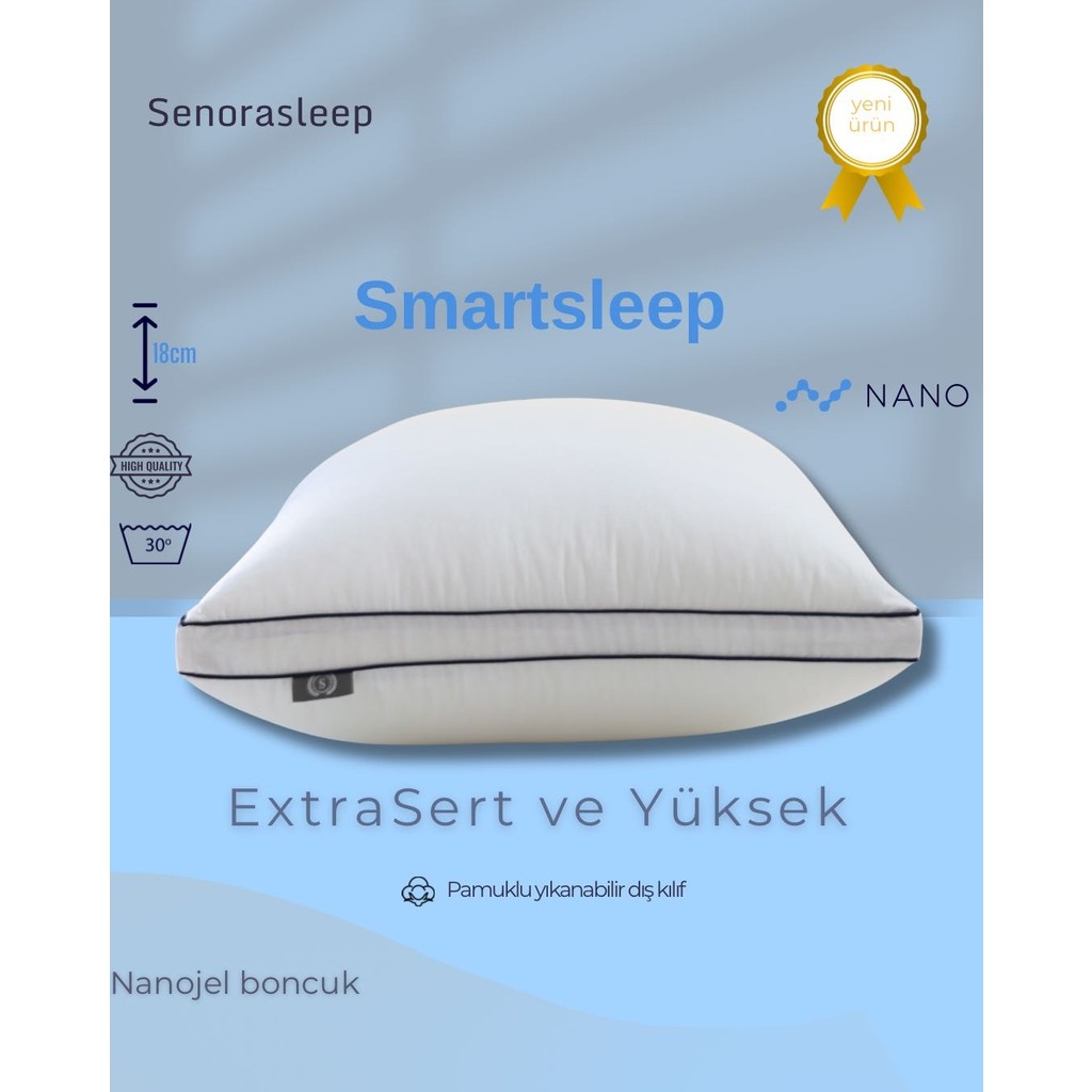 Smartsleep Extra Sert ve Yüksek Yastık( - 50 x 70 cm - Beyaz Yastık Kılıfı Fiyatı