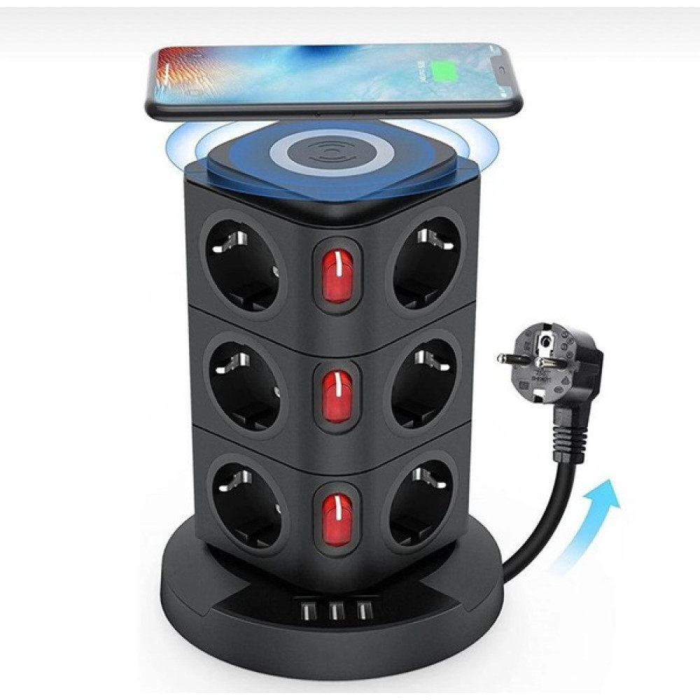 Smayling 12X Kule Priz 3x USB Wireless Kablolu Akım Korumalı Kablosuz Şarj Istasyonu Prizler Fiyatı