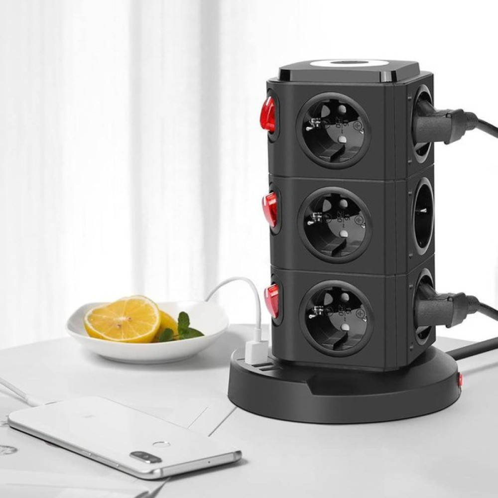 Smayling Masa Üstü Çoklu Priz 12 Anahtar 3 USB Giriş Ofis Masası Kablo Toplayıcı Wireless Kablosuz Şarj Prizler Fiyatı