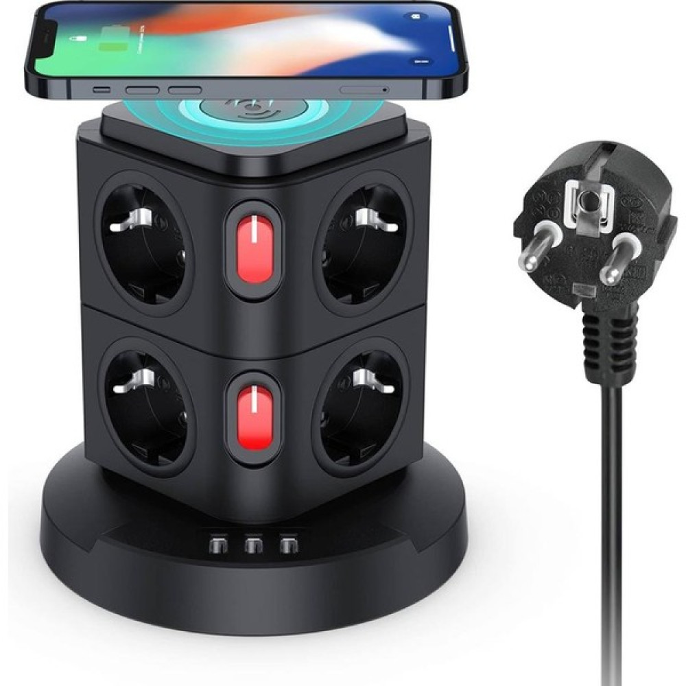 Smayling Masa Üstü Kablo Toplayıcı 8x Soket 3x USB ve Wireless Kablosuz Şarj 1.5 Metre Kaplo Uzunluğu Prizler Fiyatı