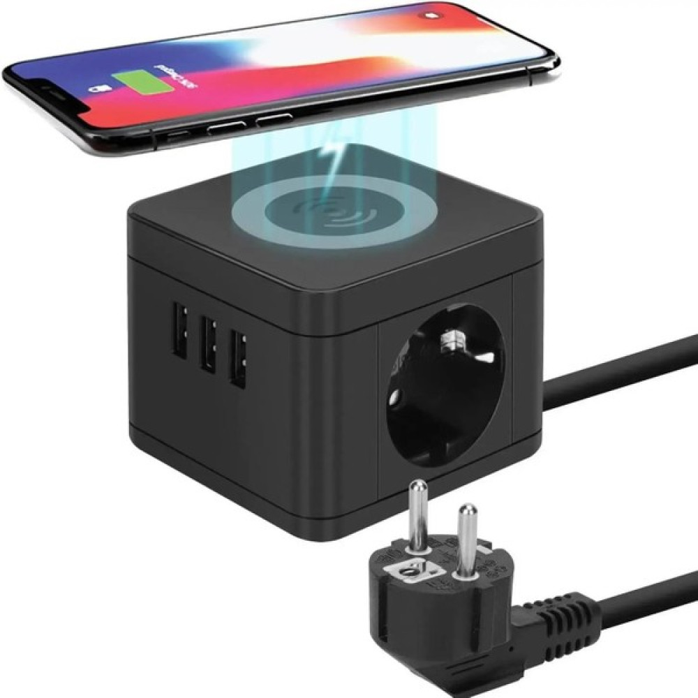 Smayling Masa Üstü Kablo Toplayıcı Wireless Şarj Özellik 2x Soket 3x USB Giriş 1.5 M Kablolu Grup Priz Prizler Fiyatı