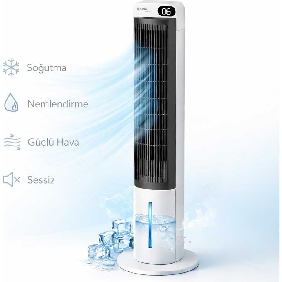 Smayling Sessiz Kule Tipi Hava Soğutucu 70 Watt Vantilatör 3l Su Tanklı Zamanlayıcılı Uzaktan Kumandalı - Beyaz Diğer Fiyatı