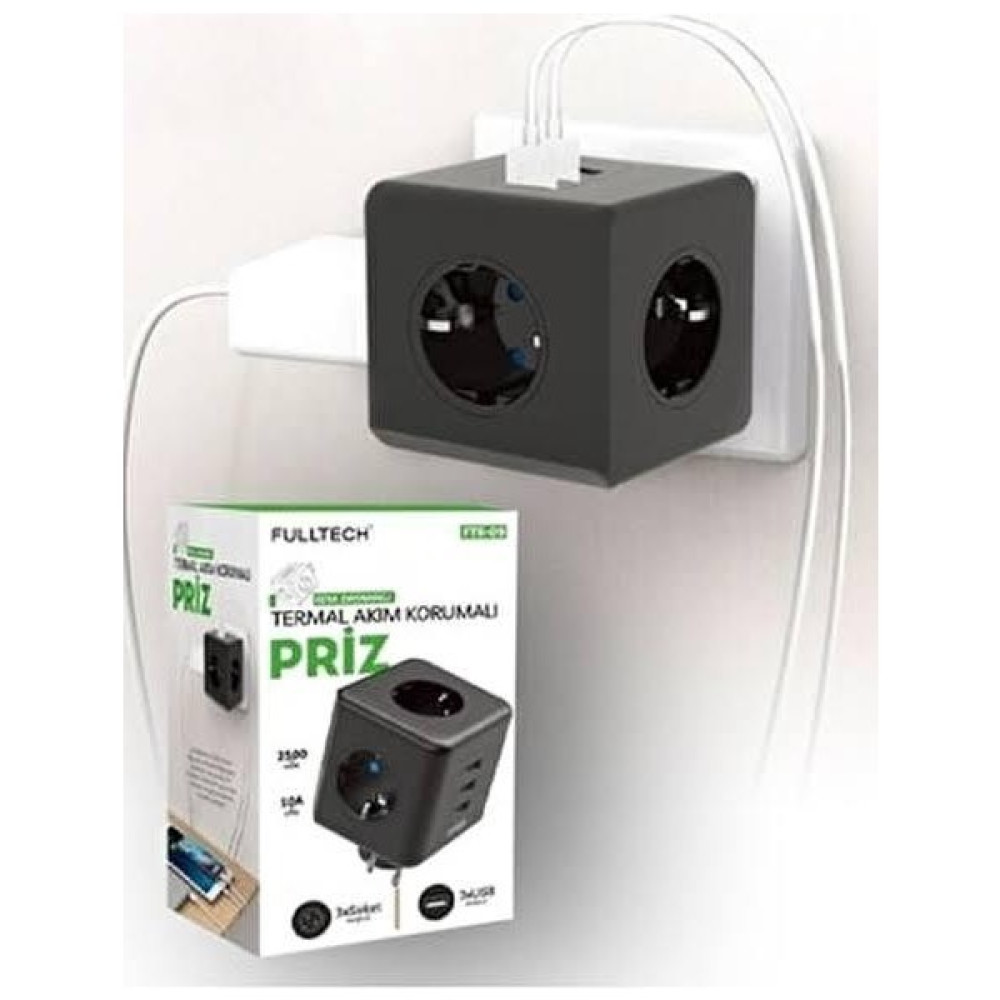 Smayling Termal Akım Korumalı Priz, Isıya Dayanıklı, Çocuk Koruması, 3'lü Duvar Tipi, 2 x USB Prizler Fiyatı