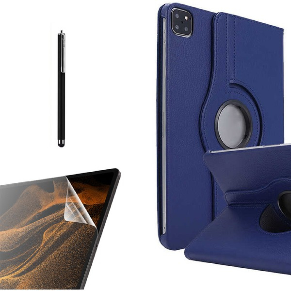 Smcase Apple iPad Pro 11 2020 11 Inç Uyumlu Kılıf Kapaklı Standlı 360 Dönebilen Koruma DN22 + Nano + Kalem Lacivert - Apple iPad Pro 11 2020 11 İnç Tablet Kılıfı Fiyatı
