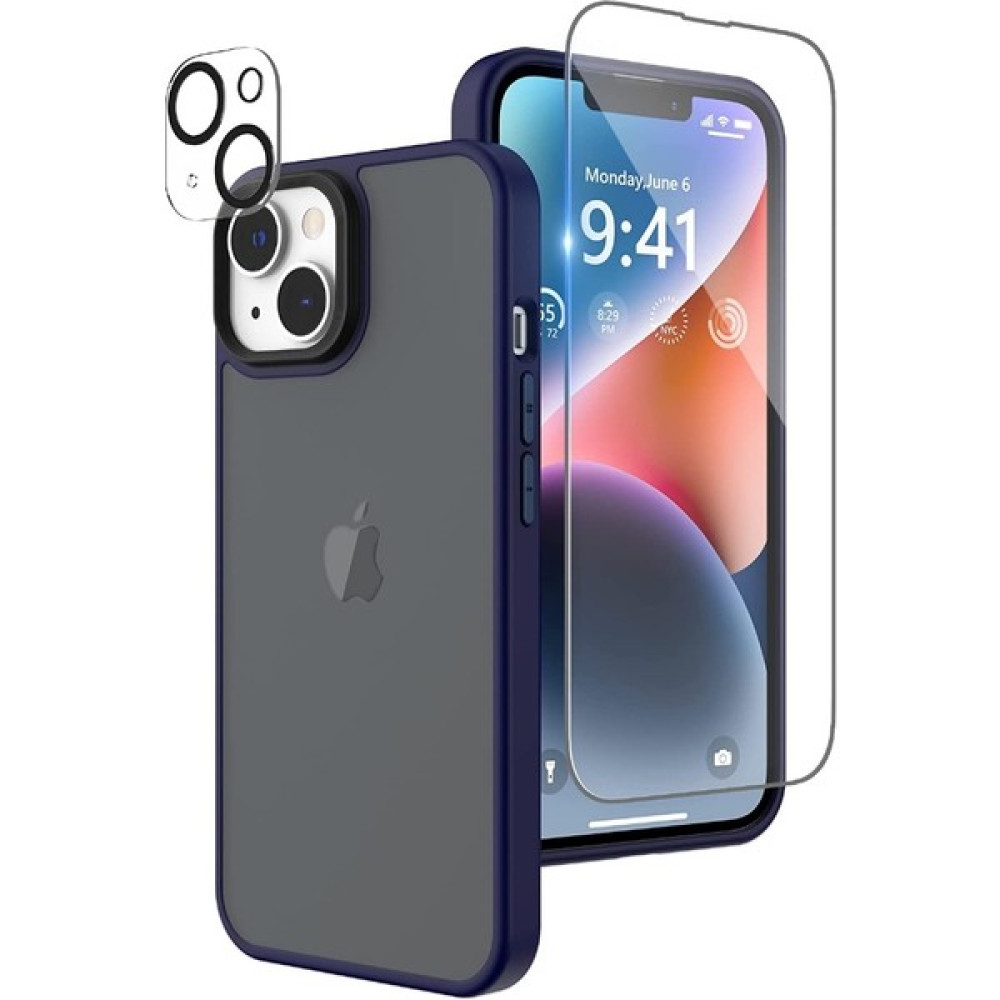 Smcase Apple iPhone 13 Kılıf Impact Alpin Mat Buzlu Kapak Lacivert + Nano Ekran Koruyucu + Kamera Koruyucu Cep Telefonu Kılıfı Fiyatı
