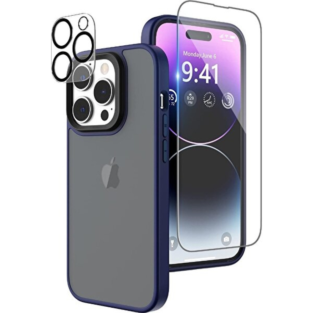Smcase Apple iPhone 13 Pro Kılıf Impact Alpin Mat Buzlu Kapak Lacivert + Nano Ekran Koruyucu + Kamera Koruyucu Cep Telefonu Kılıfı Fiyatı