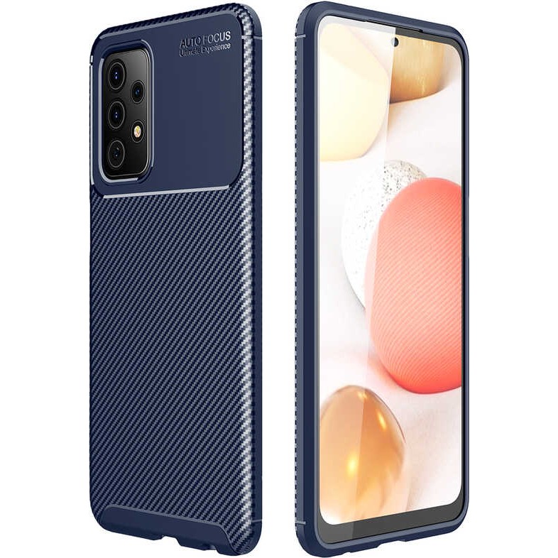 Smcase Samsung Galaxy A52S 5g Kılıf Negro Karbon Görünüm Dizayn Silikon+Nano Glass Lacivert - Galaxy A52 Cep Telefonu Kılıfı Fiyatı