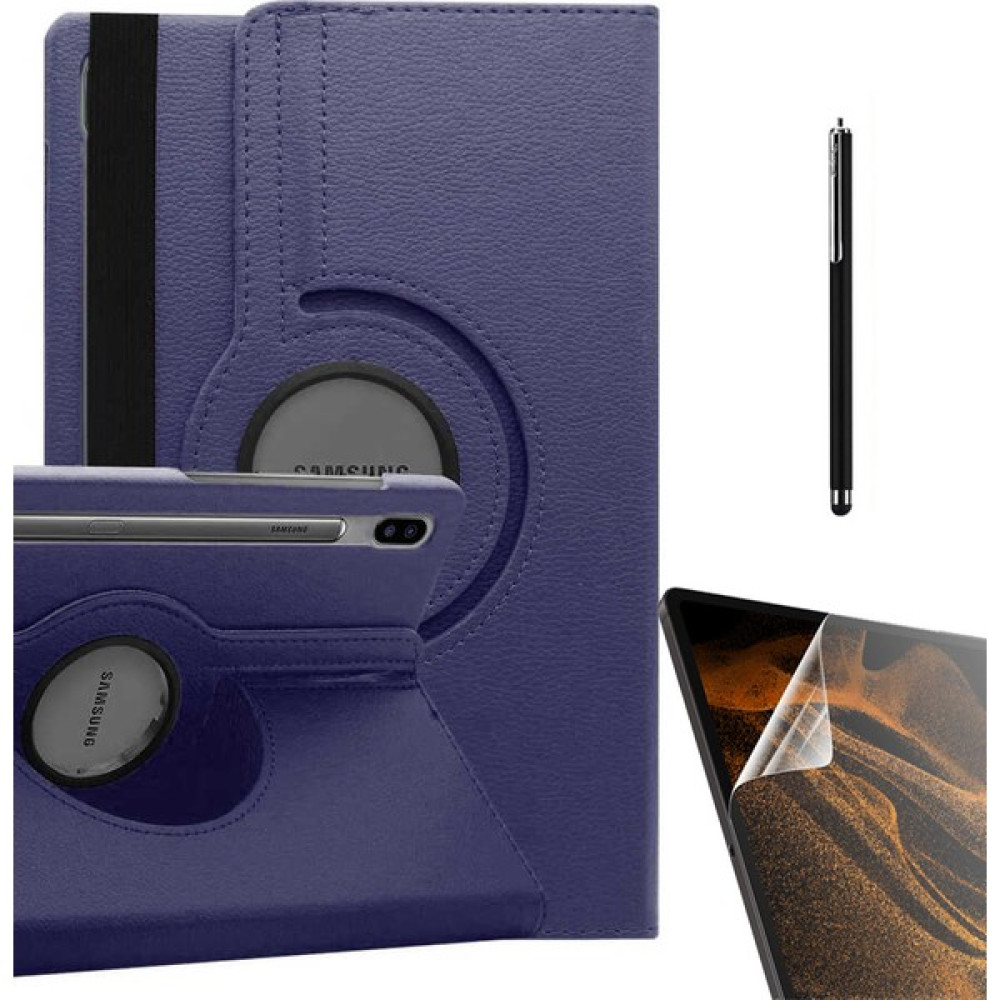 Smcase Samsung Galaxy Tab S7 Fe T733 Uyumlu Kılıf Kapaklı Standlı 360 Dönebilen Koruma DN22 + Nano + Kalem Lacivert Tablet Kılıfı Fiyatı