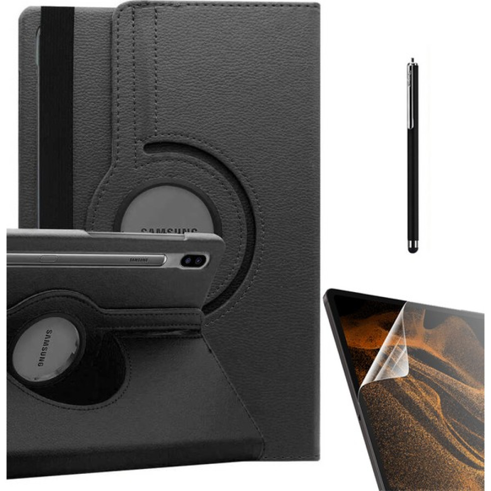 Smcase Samsung Galaxy Tab S7 Fe T737 Uyumlu Kılıf Kapaklı Standlı 360 Dönebilen Koruma DN22 + Nano + Kalem Siyah Tablet Kılıfı Fiyatı