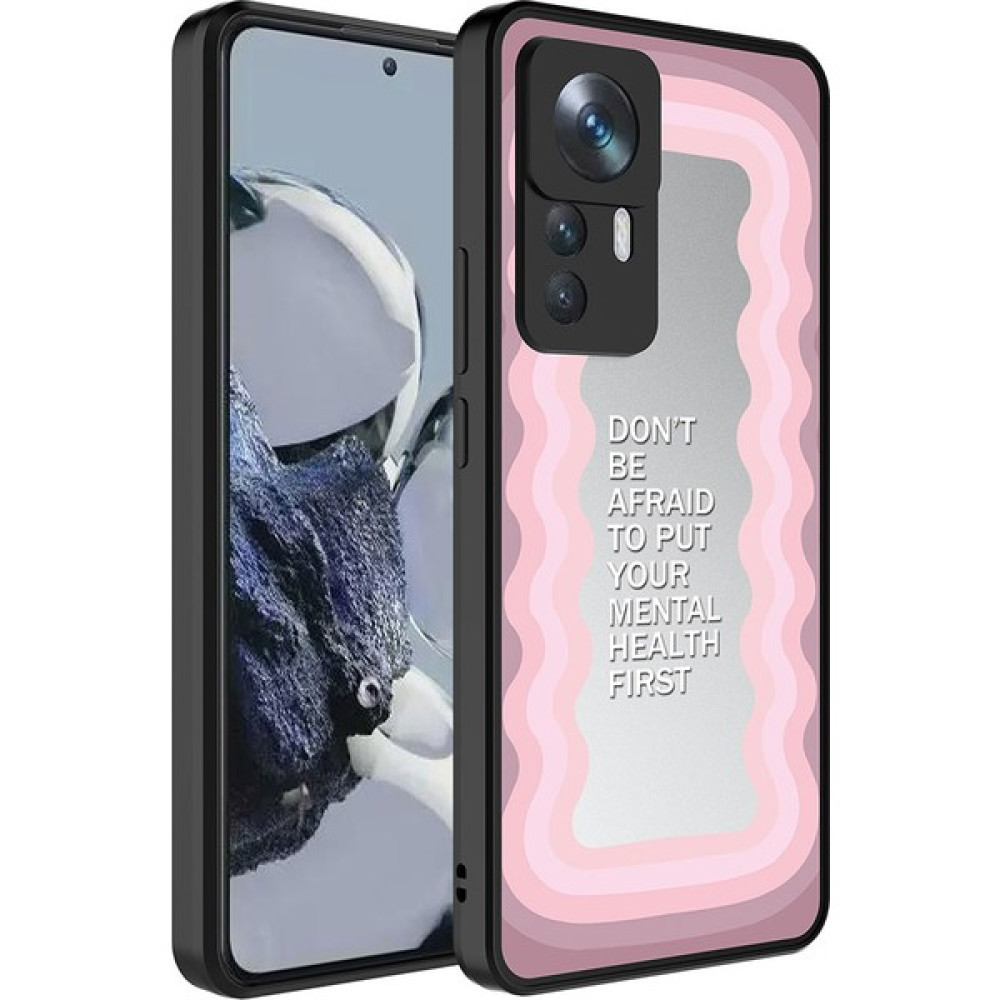 Smcase Xiaomi 12T Kılıf Mirror Ayna Üzeri Desenli Kamera Korumalı Açık Pembe Cep Telefonu Kılıfı Fiyatı