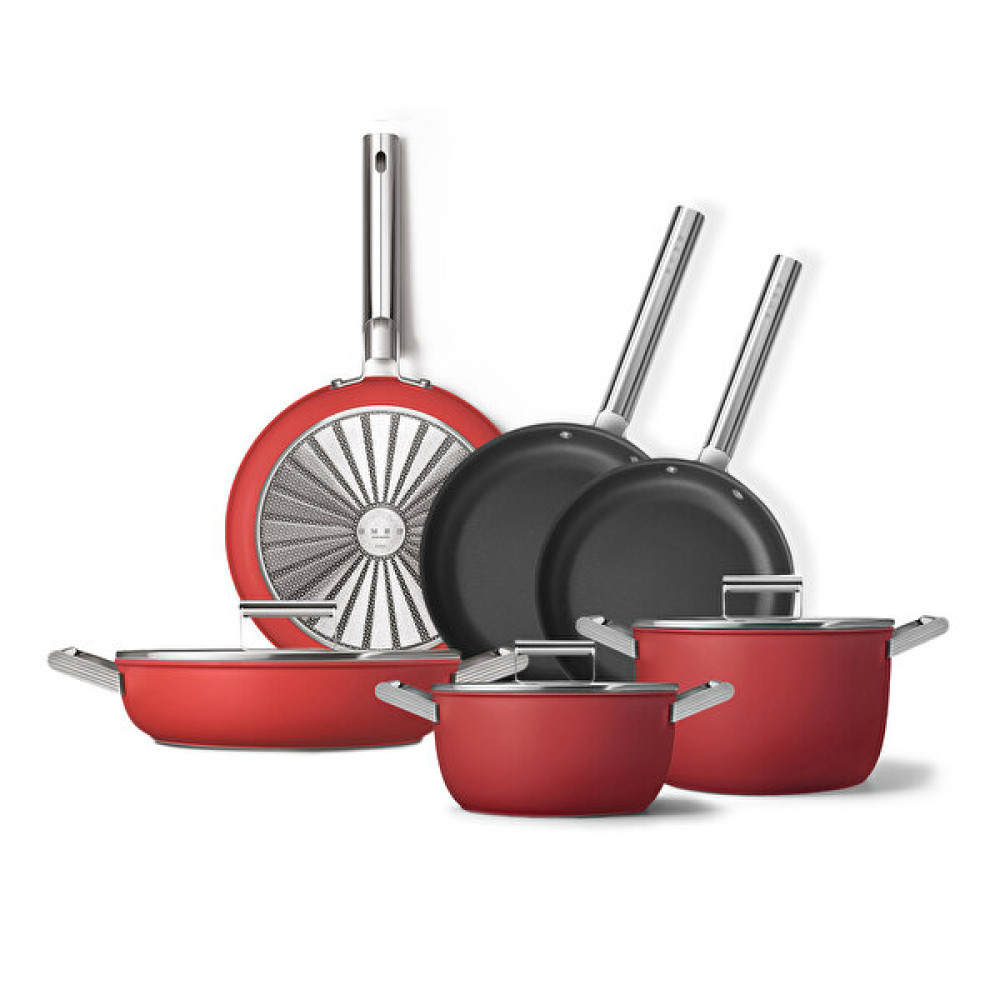 Smeg Cookware 50's Style Grande Kırmızı 6'lı Tencere & Tava Seti Ckwgrndrdm02 Tencereler Fiyatı