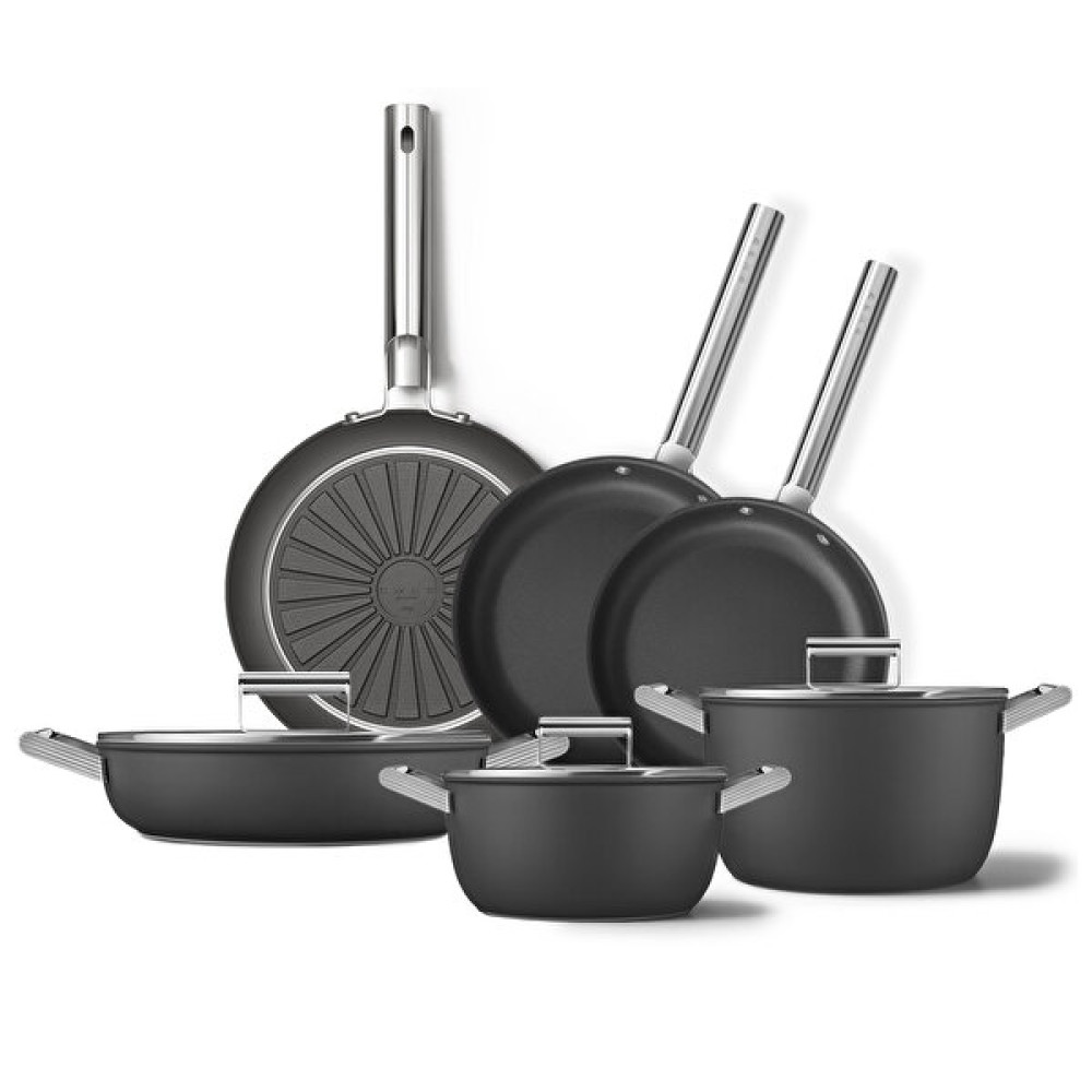 Smeg Cookware 50's Style Grande Siyah 6'lı Tencere & Tava Seti Ckwgrndblm02 Tencereler Fiyatı