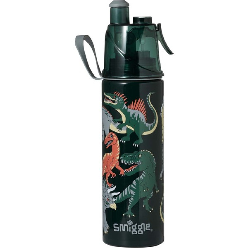 Smiggle Erkek Çocuk Loopy Spritz Koleksiyonu Dinozor Baskılı 500 ml Siyah Paslanmaz Çelik Suluk / Matara - Gece Siyahı Suluk Fiyatı