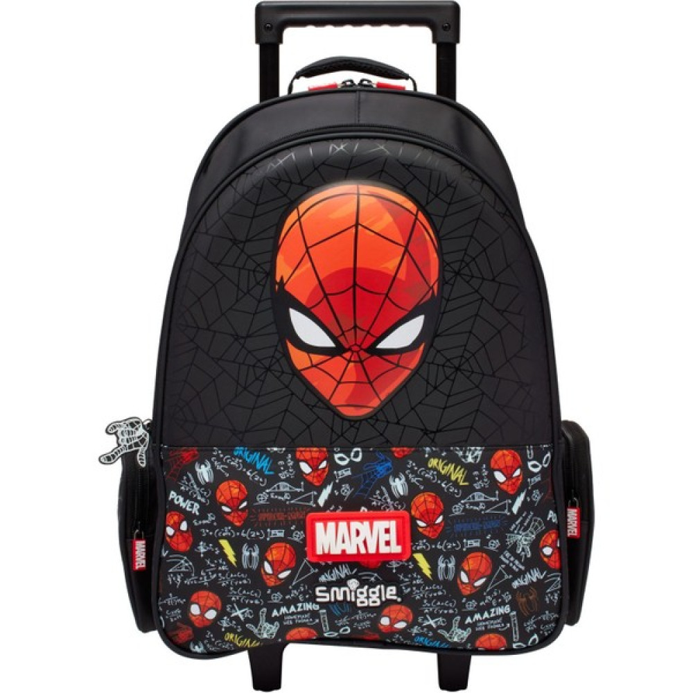 Smiggle Erkek Çocuk Spider-Man Baskılı Işıklı ve Çekçekli Okul Çantası - Siyah - Kırmızı Okul Çantası Fiyatı