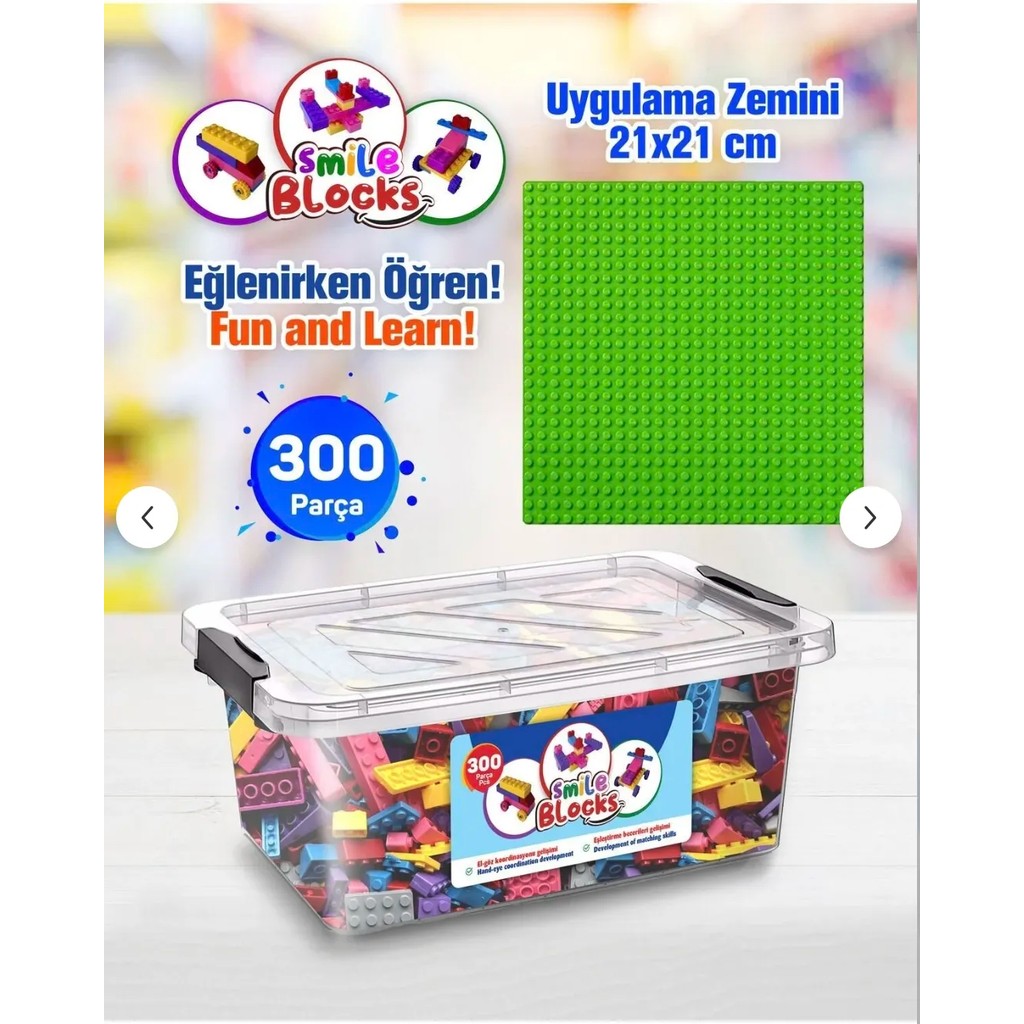 Smile Blocks LEGO 300 Parça Plastik Kutulu Mikro Blok Yeşil Uygulama Zeminli Diğer Fiyatı
