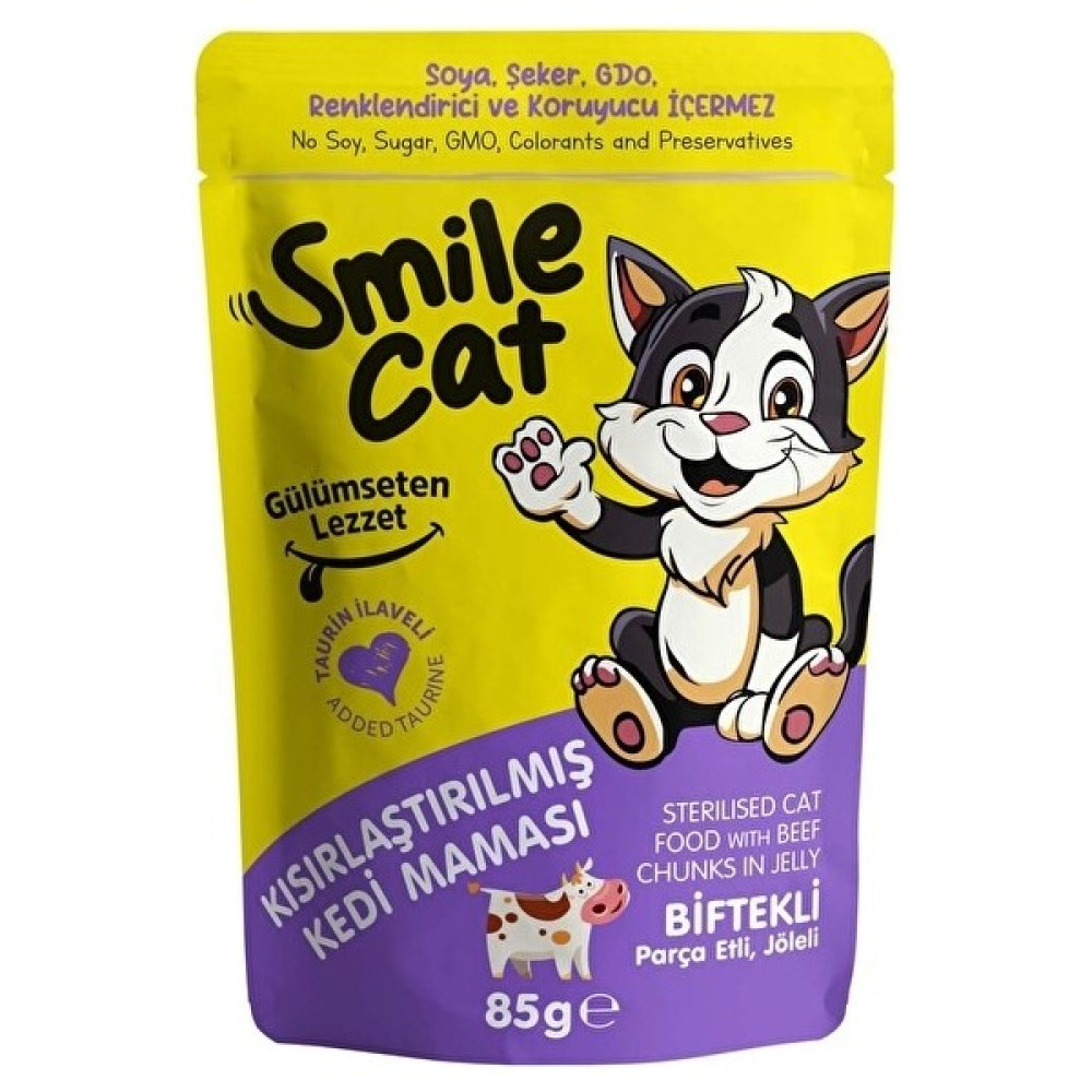 Smile Cat Kısırlaştırılmış Kedi Maması Biftekli 25X85GR Evcil Hayvan Ürünleri Fiyatı