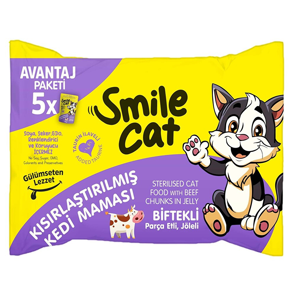 Smile Cat Kısırlaştırılmış Kedi Maması Biftekli 5*85 g Evcil Hayvan Ürünleri Fiyatı