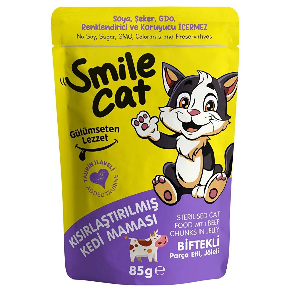 Smile Cat Pouch Kısırlaştırılmış Kedi Maması Biftekli 85 g Evcil Hayvan Ürünleri Fiyatı