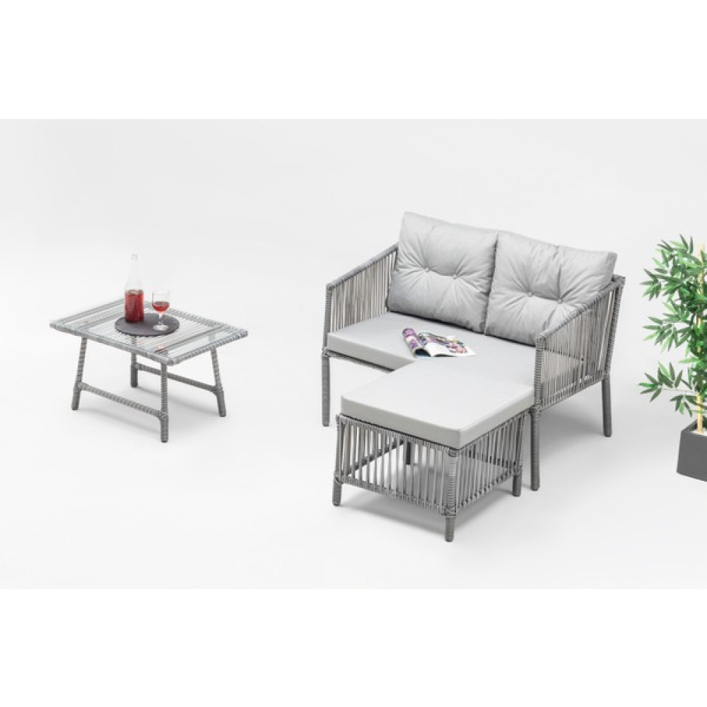 Smileland Icon Dinlenme Seti Bahçe ve Balkon Mobilyası Takımı (2'li+Sehpa+Puf) Gri - 3 Bahçe Mobilyası Takımı Fiyatı