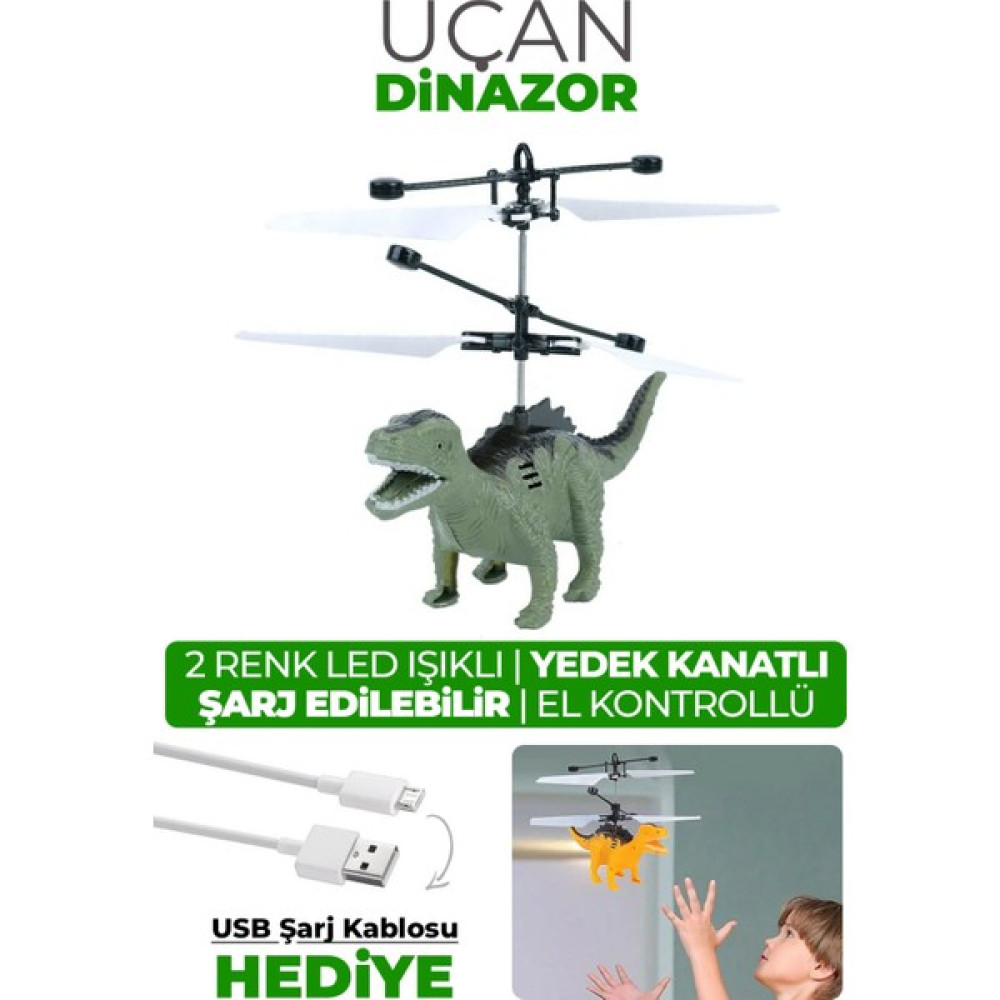 Smiley Toys Sensörlü Uçan Dinazor - El Kontrollü Şarjlı Sensörlü - Yeşil Drone Fiyatı