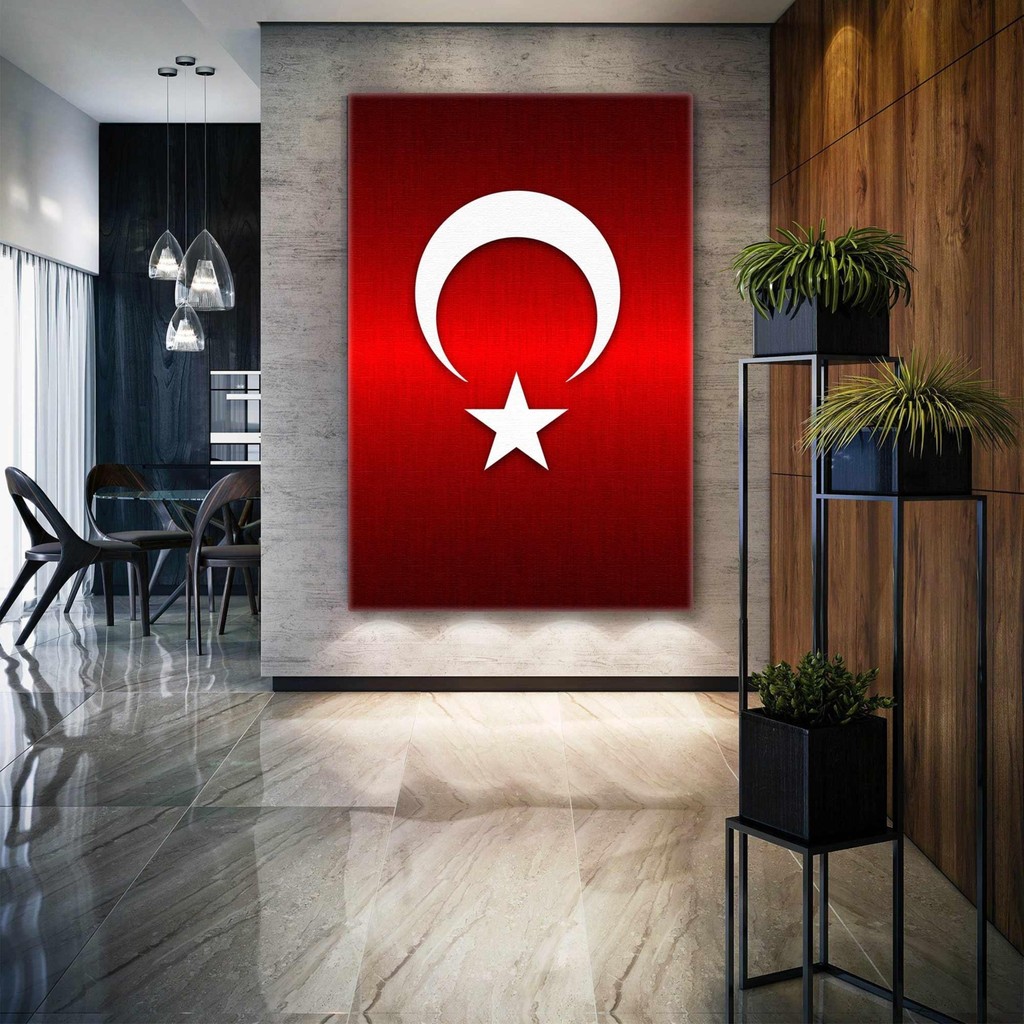 SML Tablo Metalik Kırmızı Türk Bayrağı Asil Kanvas Tablo - 70 X 100 Kanvas Tablo Fiyatı