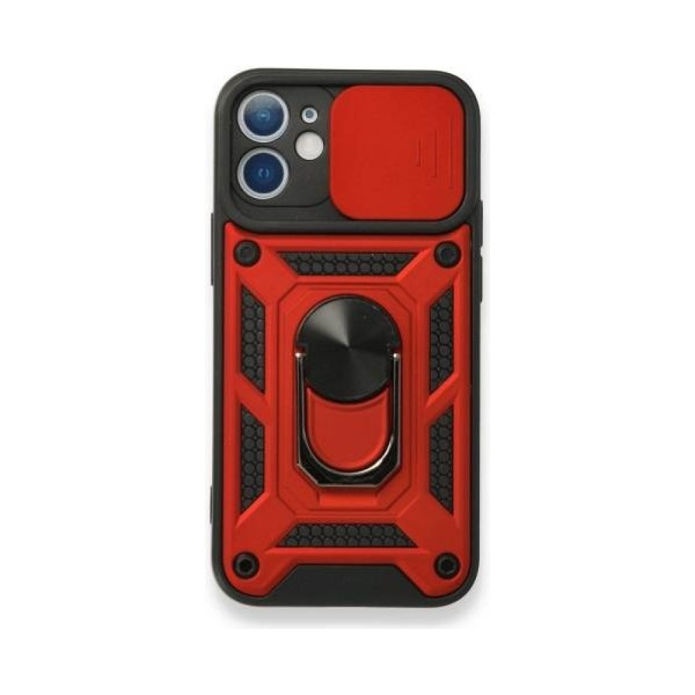 Smody Apple iPhone 11 Kılıf Pars Lens Yüzüklü Mıknatıslı Zırhlı Kapak + Tam Kapatan Kırılmaz Cam - Kırmızı Cep Telefonu Kılıfı Fiyatı