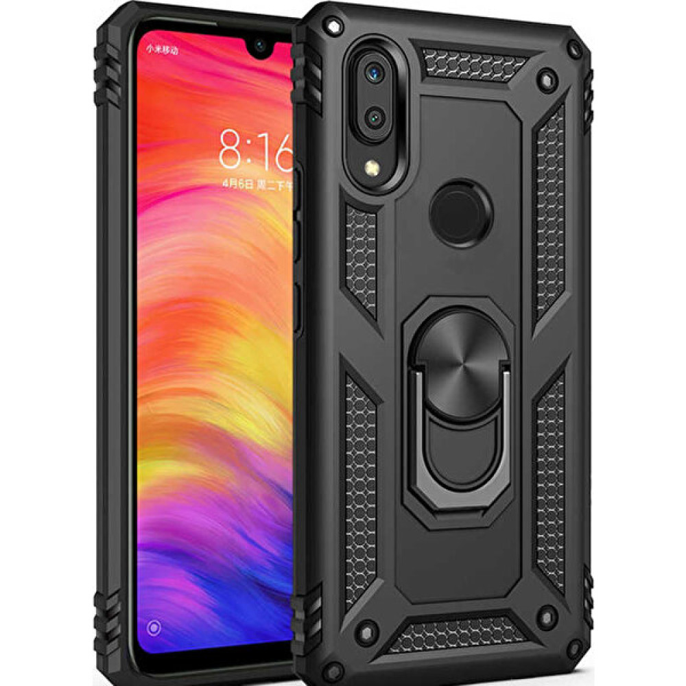 Smody Samsung Galaxy A20 Kılıf SM-A205F Yüzüklü Standlı Tank Silikon + Kırılmaz Cam - Siyah Cep Telefonu Kılıfı Fiyatı