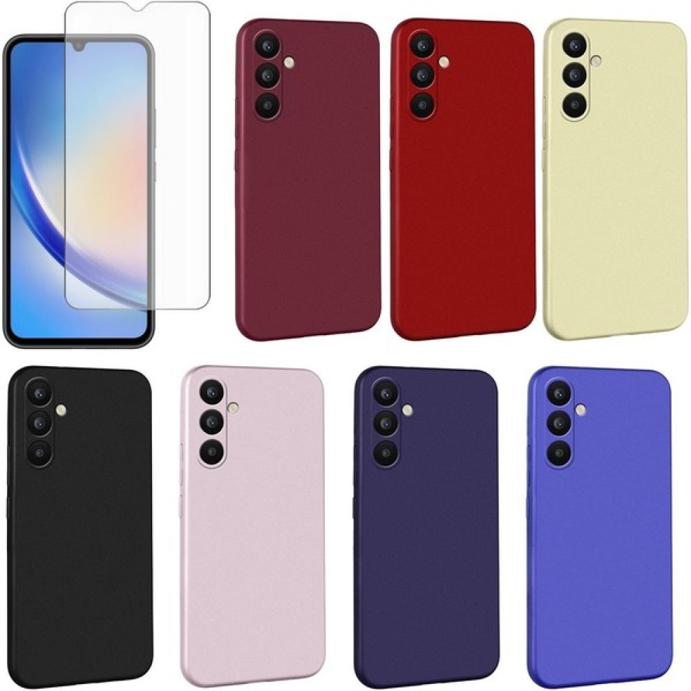 Smody Samsung Galaxy A34 5g Kılıf Silikon Esnek Premier Soft + Temperli Cam Ekran Koruyucu - Siyah Cep Telefonu Kılıfı Fiyatı