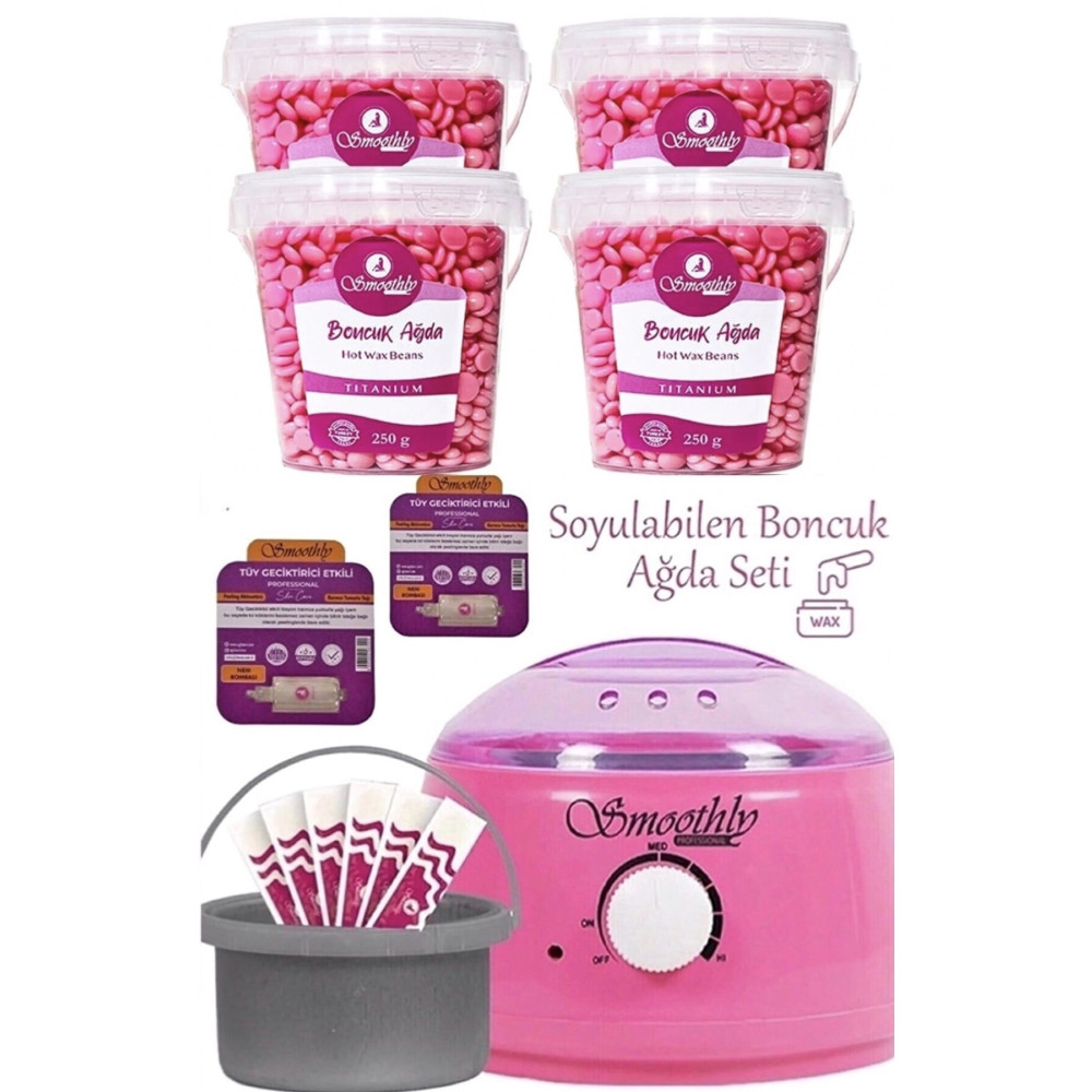 Smoothly Pudralı Soyulabilen Boncuk Ağda 4 Kutu Isıtıcı Makine Tüy Geciktirme Etkili Yağ Spatula Seti Ağda Ürünleri ve Makineleri Fiyatı