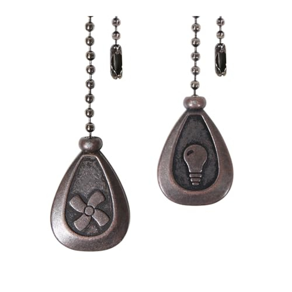 SmoTecQ Ceiling Fan Pull Chain Extenders 2 Pack, Decorative Waterdrop Look (Retro)