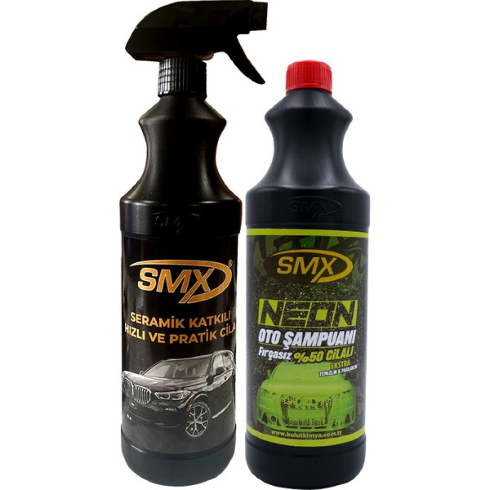 Smx Seramik Cila / Hızlı Cila / Pratik Cila + Neon %50 Cilalı Fırçasız Oto Şampuanı 1 Lt Oto Yıkama Ürünleri Fiyatı