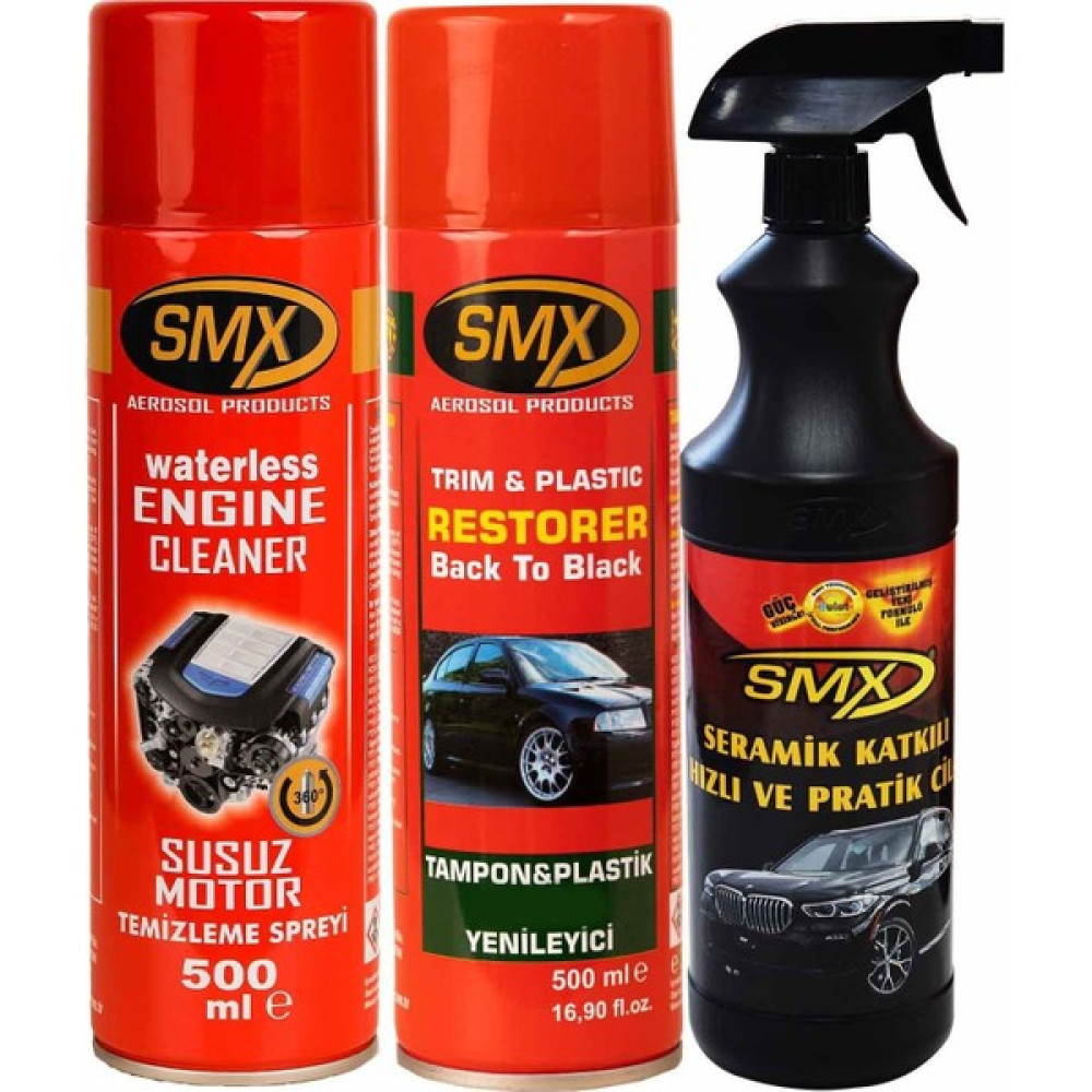 Smx Seramik Cila / Hızlı Cila / Pratik Cila / Susuz Motor Temizleme Spreyi / Torpido Parlatıcı / Plastik Aksam Parlatıcı / Araç Bakım Seti-1 Oto Genel Temizlik Fiyatı