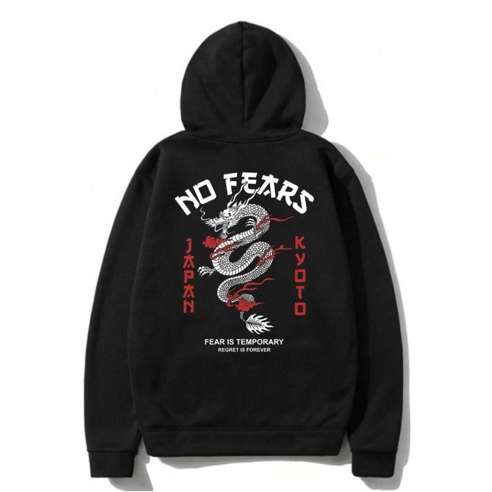 SMYRNA GİYİM No Fears Ejderha Baskılı Kapüşonlu Sweatshirt 3X Beden Bayan Sweatshirt Fiyatı