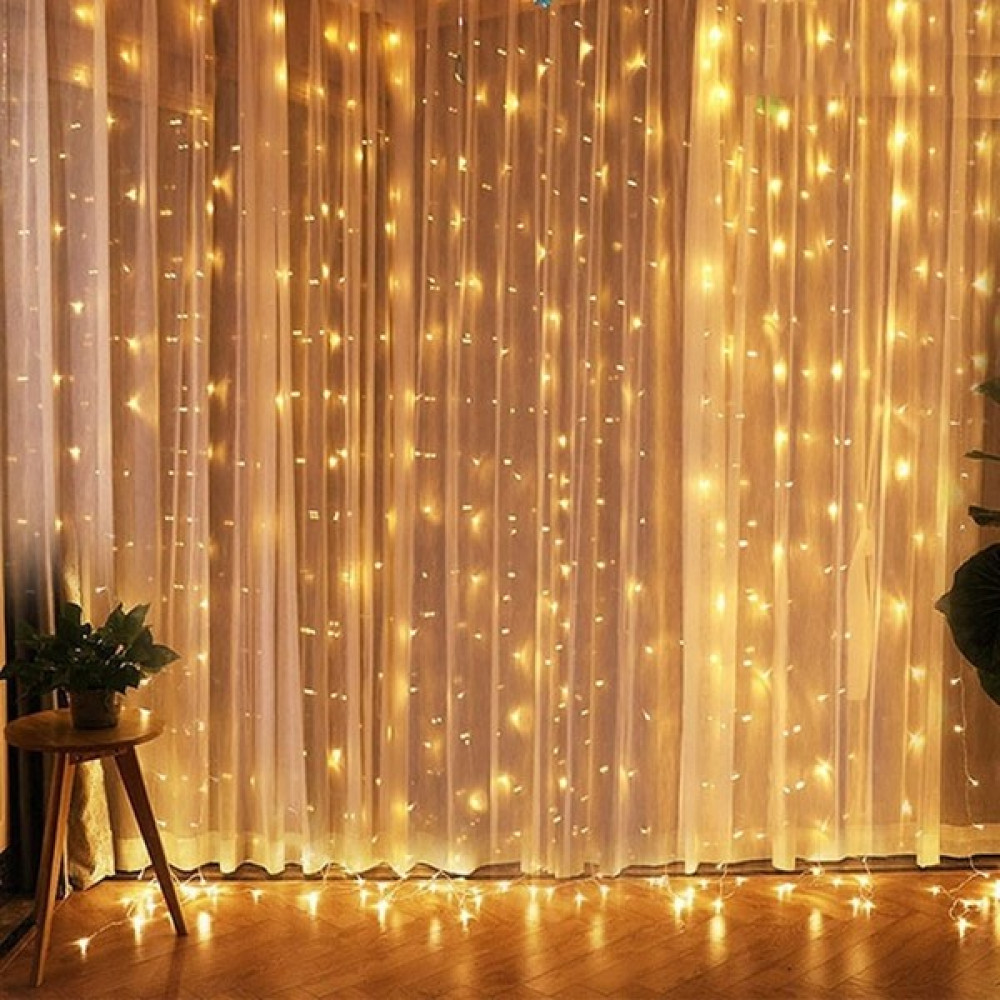 SNA Kumandalı 3MX2M ( 300 cm x 200 cm ) Perde LED Peri LED USB - Gün Işığı - 3 x 2 m Led Aydınlatmalar Fiyatı