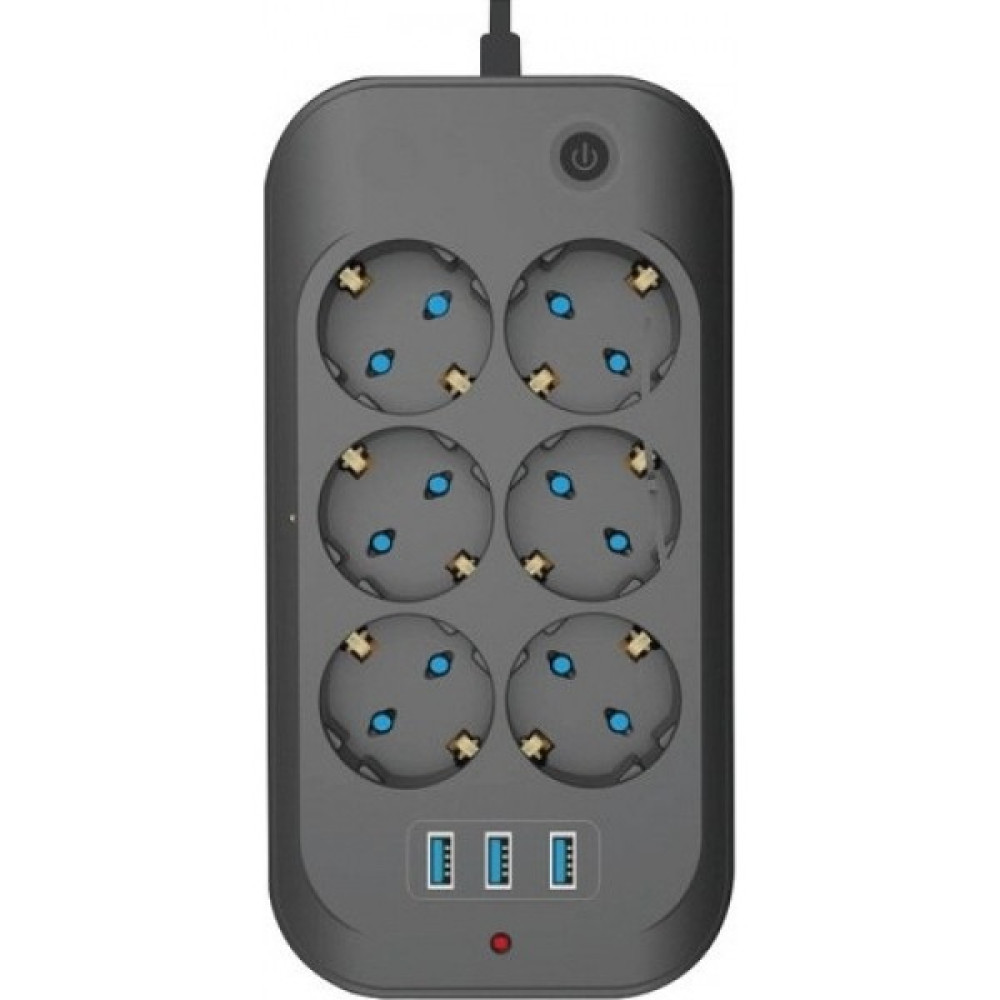 SNA Termal Akım Korumalı, Çocuk Korumalı, 6'lı 2 mt Uzatma Kablosu 6 Priz, 3 USB Girişi - Siyah Prizler Fiyatı