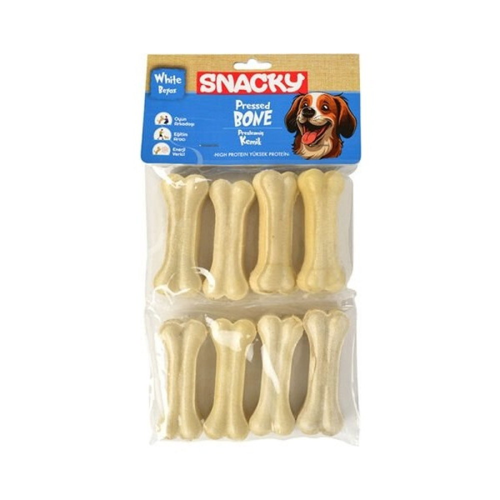 Snacky Beyaz Preslenmiş Yüksek Proteinli Köpek Çiğneme Kemiği 8 Adet 180 gr - PIDP-008 - 1 Adet - Renkli Evcil Hayvan Ürünleri Fiyatı