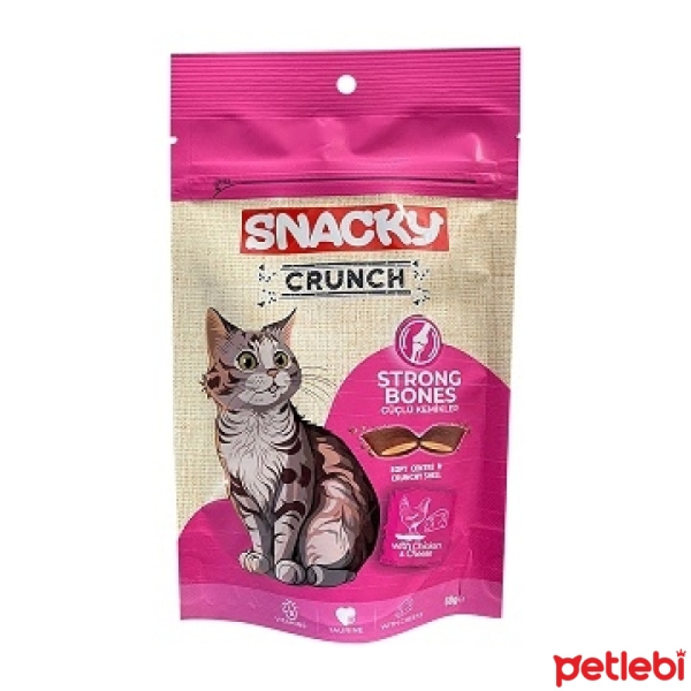 Snacky Crunch Strong Bones Güçlü Kemikler için Tavuklu ve Peynirli Kedi Ödül Maması 60gr Evcil Hayvan Ürünleri Fiyatı