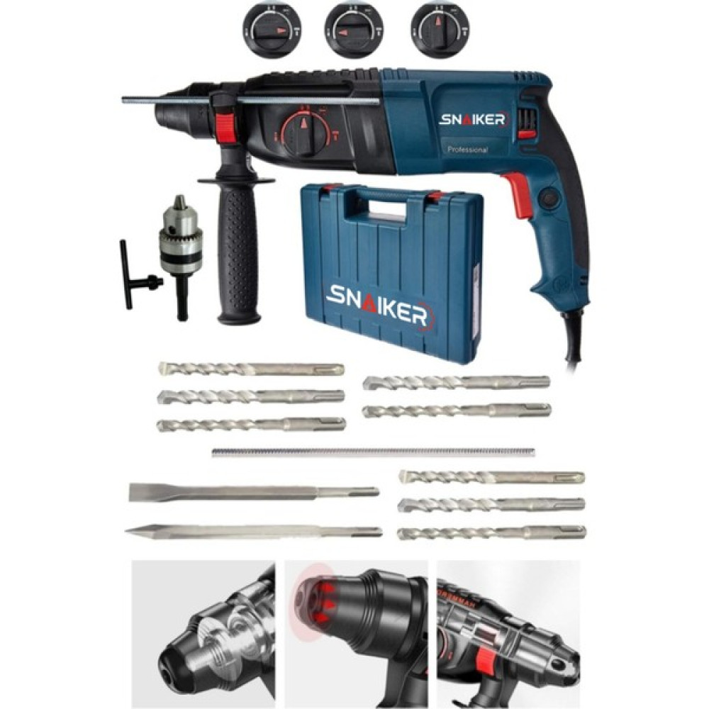 Snaiker Alman 3000 W Bakir Sargili Kırıcı Delici Hiilti Matkap Metal Şanzumanlı + 10 Adet Uç Yedek Mandren Gri Kırıcı Deliciler & Kırıcılar Fiyatı