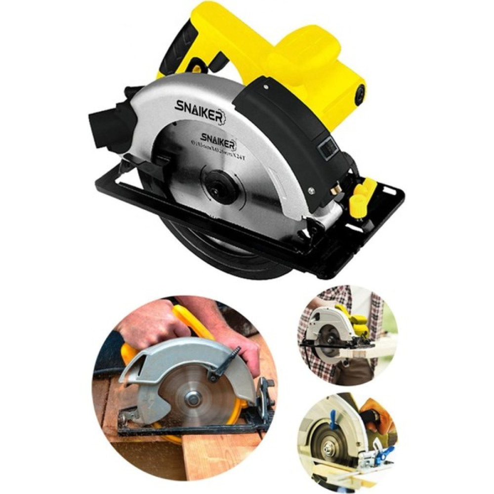 Snaiker Alman 3000 Watt Lazerli Bakir Sargılı Metal Şanzıman Sunta Kesme Daire Testere Makinesi 185 mm Sarı Testereler Fiyatı