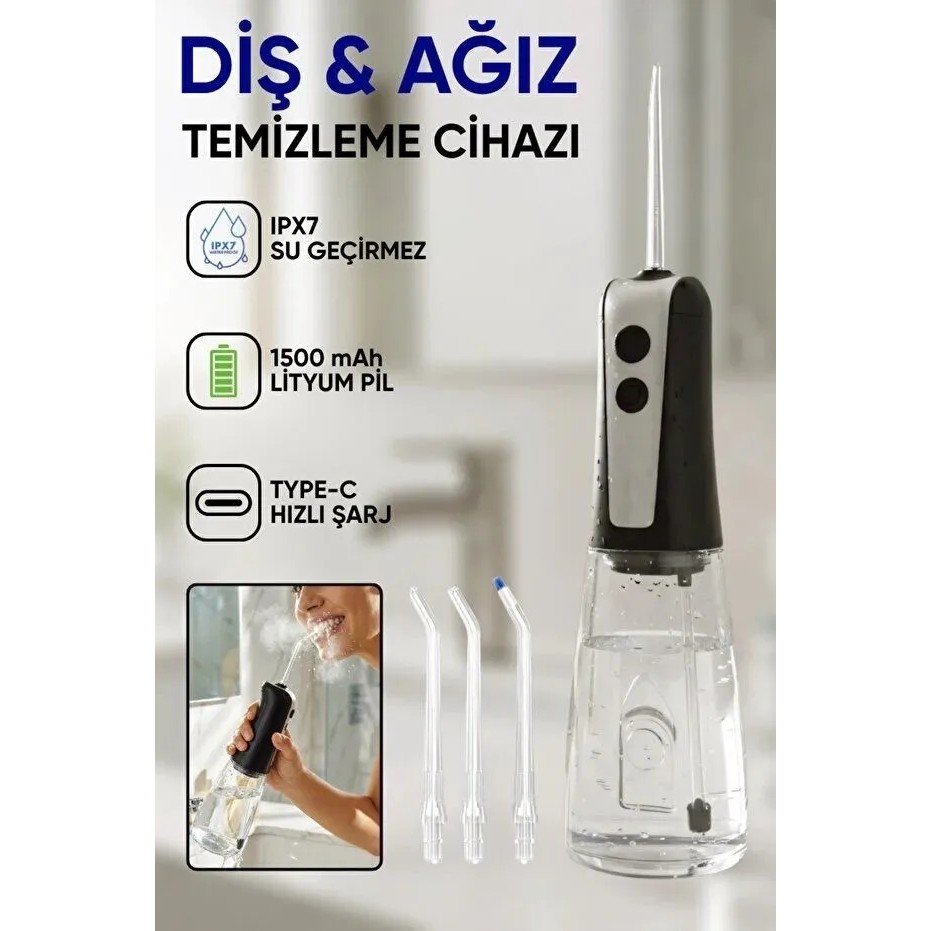 Snailax Akıllı Şarjlı 390ML Geniş Su Hazneli Ağız Duşu 1500MAH Ipx7 Diş ve Ağız Temizleme Cihazı - Siyah Diğer Fiyatı