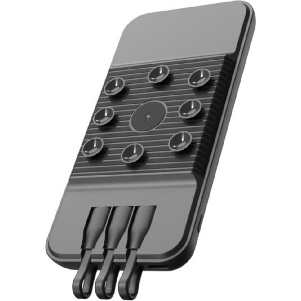Snapmax SNP-3007 10.000 Mah Siyah Vantuzlu Kablosuz ve 3in1 Kablolu Powerbank - Mat Siyah Taşınabilir Şarj Cihazı - Powerbank Fiyatı